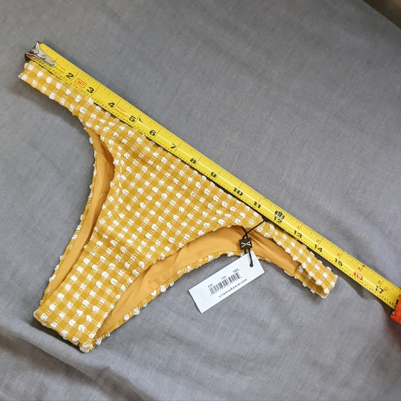 Vitamin A Lou Top Carmen Bottom Check Bikini Set Yellow - Picture 12 of 13